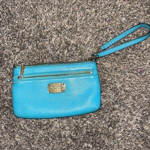 Michael Kors Turquoise Leather Wristlet